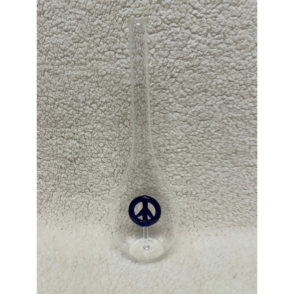 Vintage Collectible Vodka Bottle with Cobalt Blue‎ Peace Sign MCM Symbol 11.5"